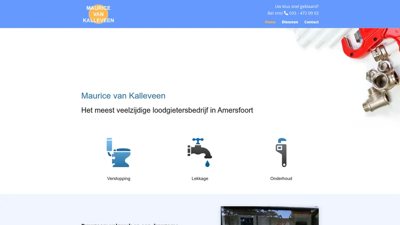 Website van Loodgieters- en Installatiebedrijf Maurice van Kalleveen