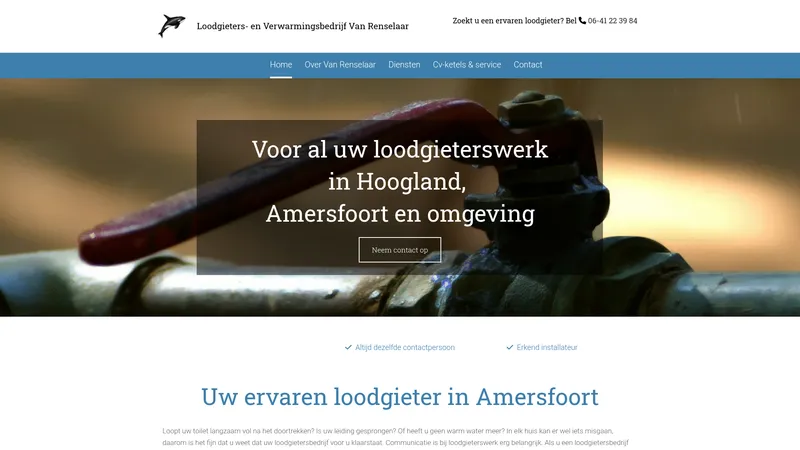 Website van Loodgieters- en Verwarmingsbedrijf Van Renselaar