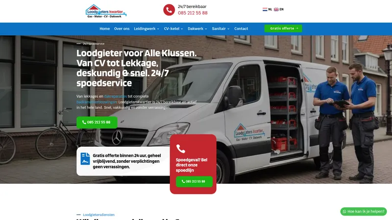 Website van Loodgieters Kwartier