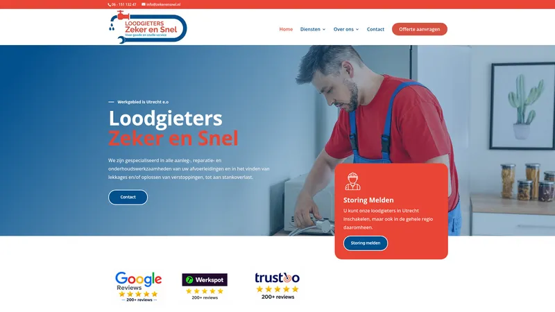 Website van Loodgieters Zeker en Snel Hilversum e.o