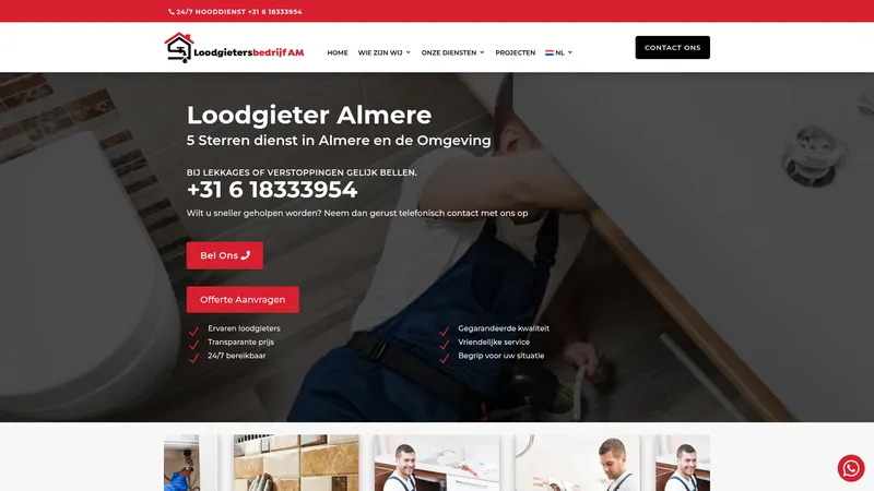 Website van Loodgietersbedrijf AM