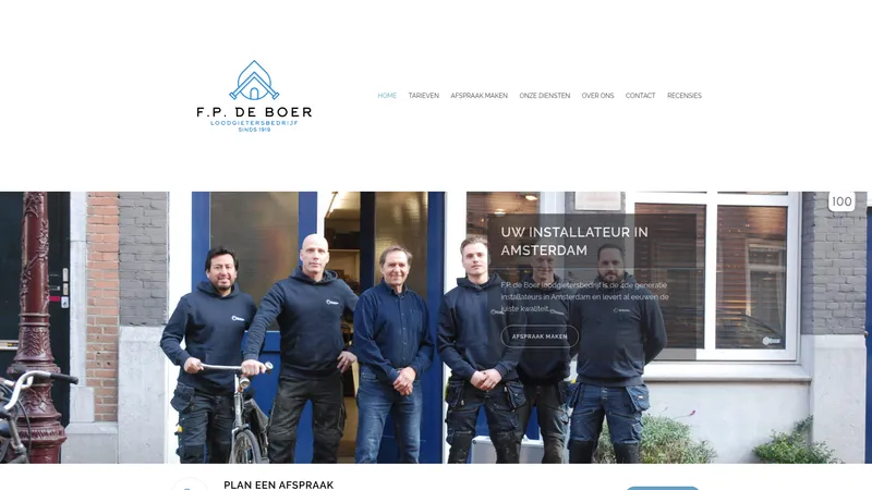 Website van Loodgietersbedrijf F.P. de Boer