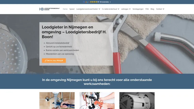 Website van Loodgietersbedrijf H. Boon