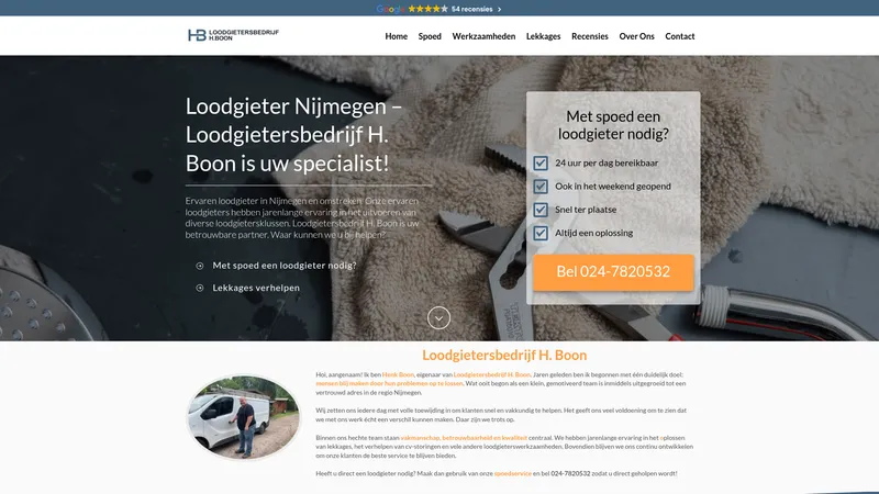 Website van Loodgietersbedrijf H. Boon