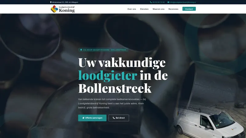 Website van loodgietersbedrijf Koning