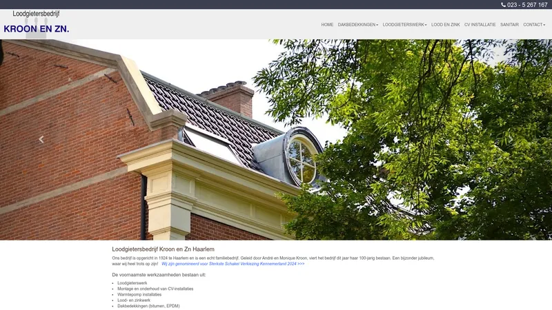 Website van Loodgietersbedrijf Kroon en Zn