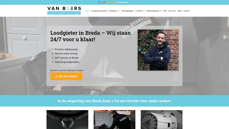 Website van Loodgietersbedrijf Loodgieter Breda