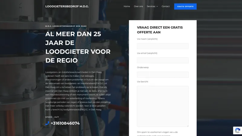 Website van Loodgietersbedrijf M.D.G.
