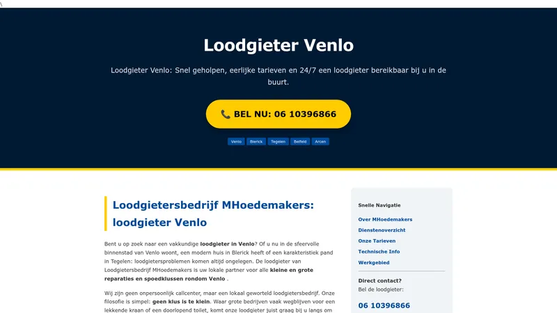Website van Loodgietersbedrijf MHoedemakers