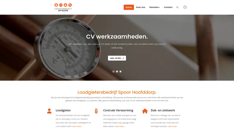 Website van Loodgietersbedrijf R. Spoor