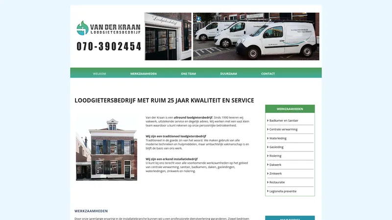 Website van Loodgietersbedrijf van der Kraan