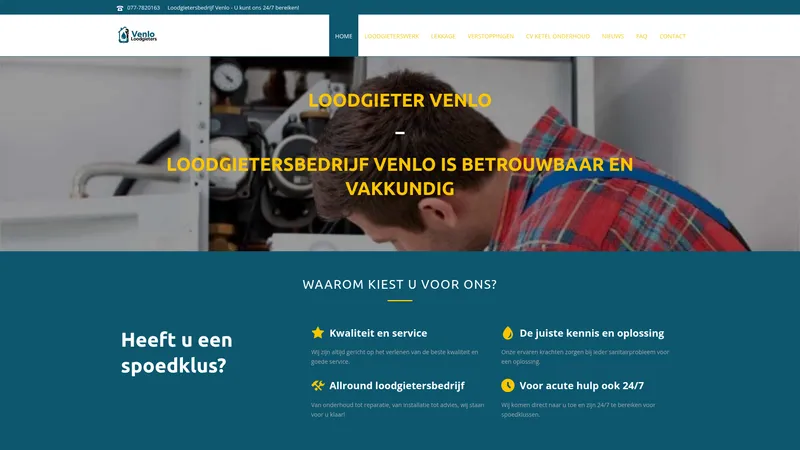 Website van Loodgietersbedrijf Venlo