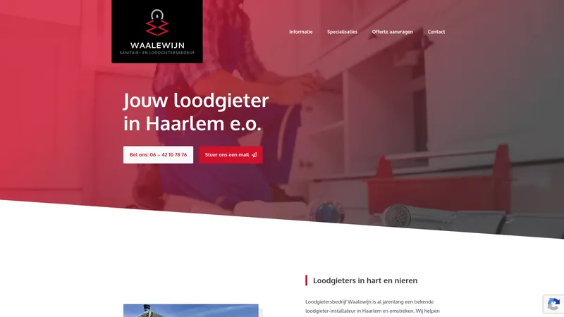 Website van Loodgietersbedrijf Waalewijn