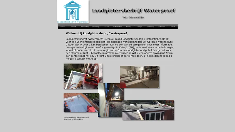 Website van Loodgietersbedrijf Waterproef
