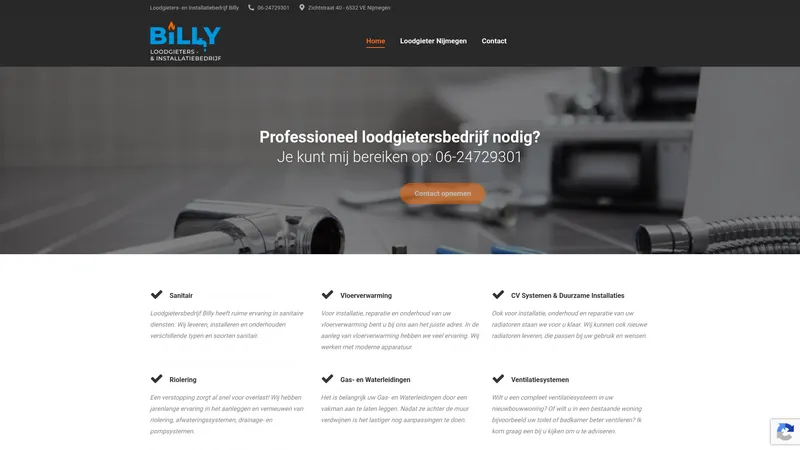 Website van Loodgietersbedrijfbilly