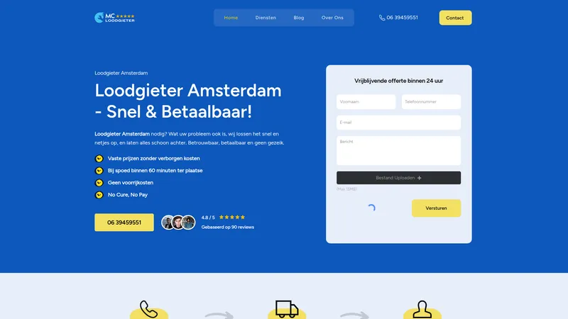 Website van MC Loodgieter Amsterdam