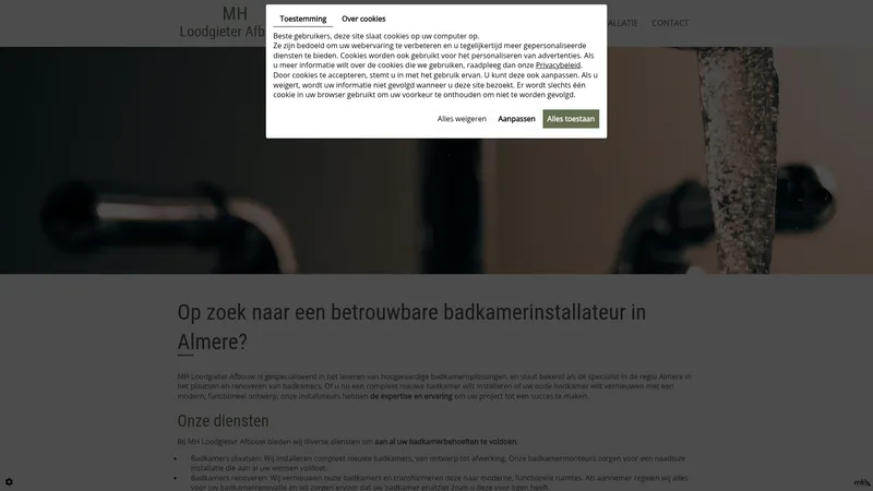 Website van MH Loodgieter Afbouw