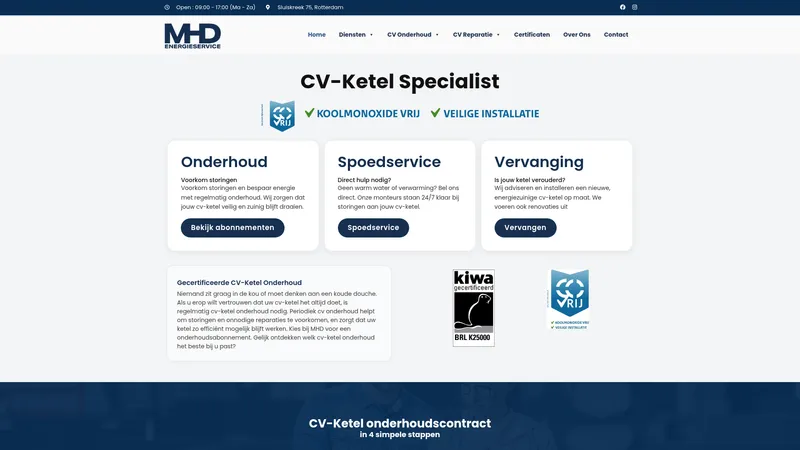Website van MHD energieservice