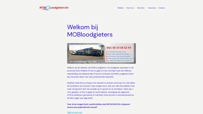 Website van MOB Loodgieters
