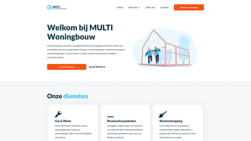 Website van Multi Woningbouw
