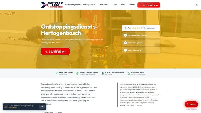 Website van Ontstoppingsdienst s-Hertogenbosch