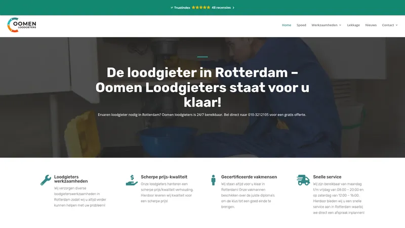 Website van Oomen Loodgieters