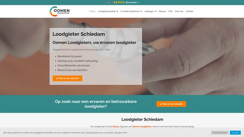 Website van Oomen Loodgieters