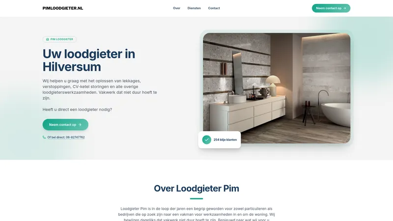 Website van Pim LoodgieterDesign: Webheld
