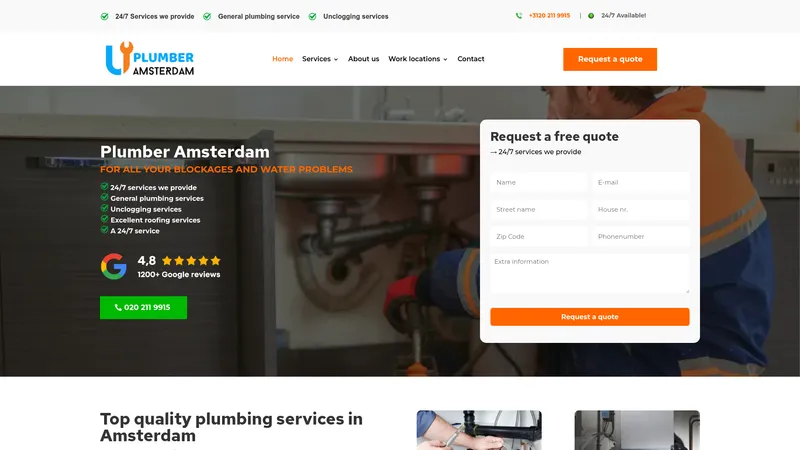 Website van Plumber Amsterdam