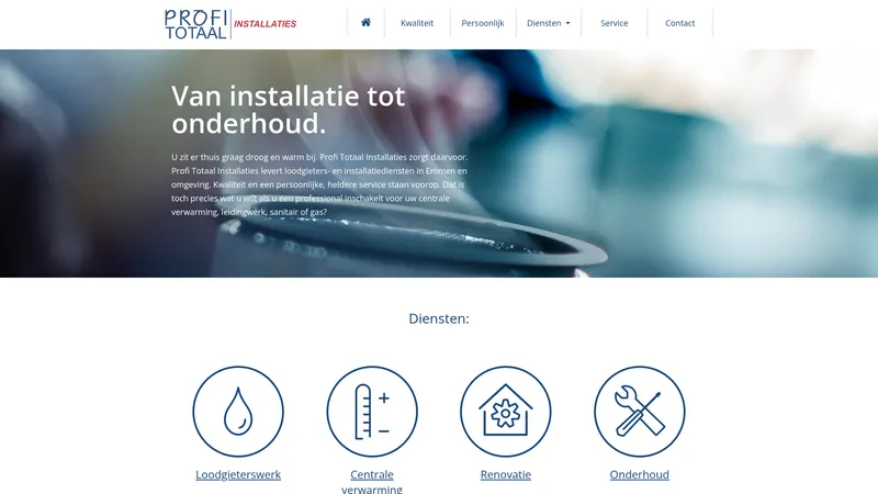 Website van Profi Totaal Installaties