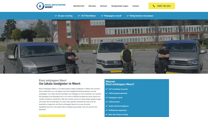 Website van Riool Ontstoppen Weert