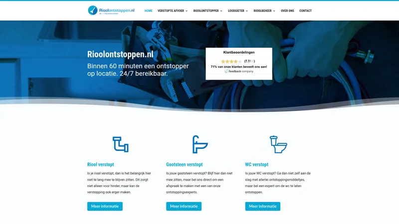 Website van Rioolontstoppen.nl