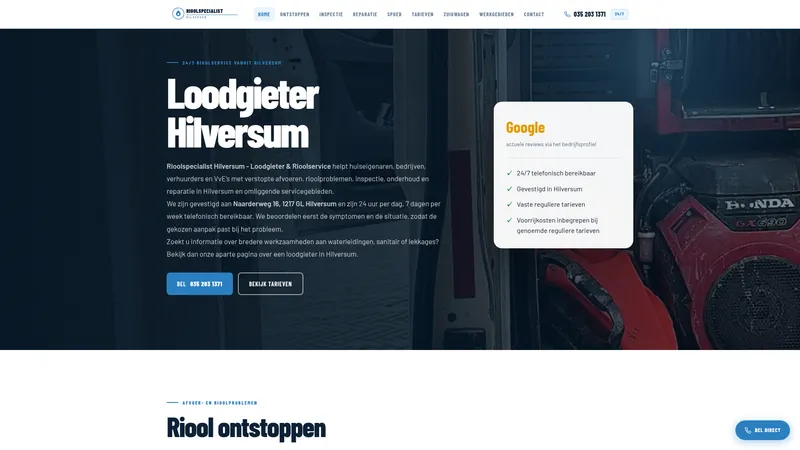 Website van Rioolspecialist Hilversum