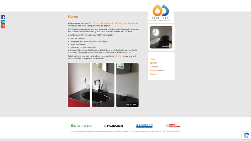 Website van Rob Esche Loodgieters & Badkamerspecialisten