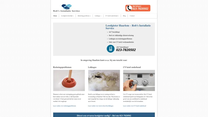 Website van Rob's Installatie Service
