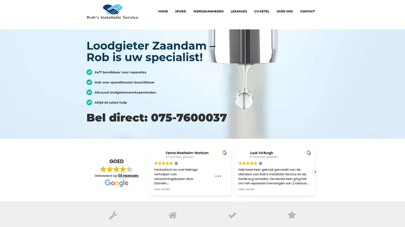 Website van Rob's Loodgietersbedrijf