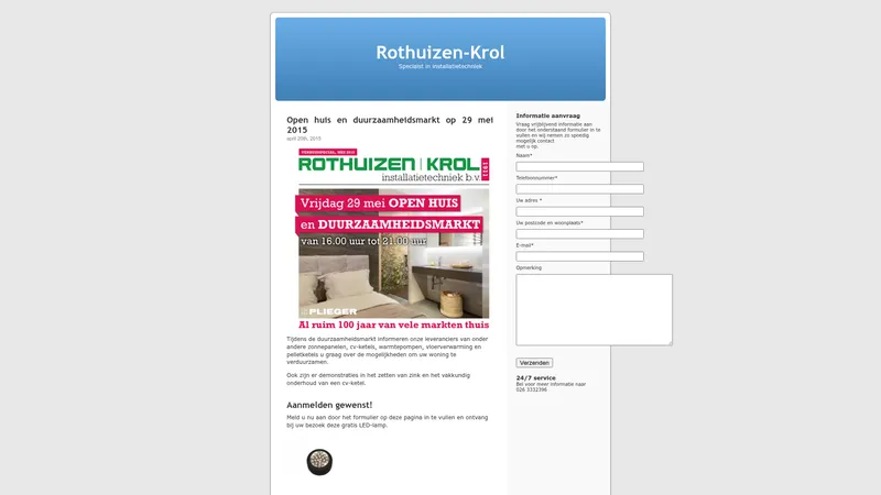 Website van Rothuizen Krol installatietechniek b.v
