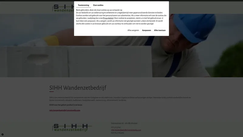 Website van SIHH Wandenzetbedrijf
