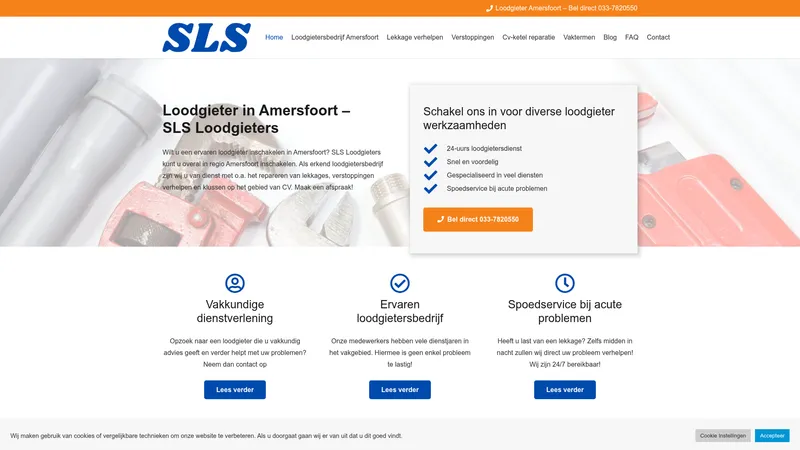 Website van SLS Loodgieters