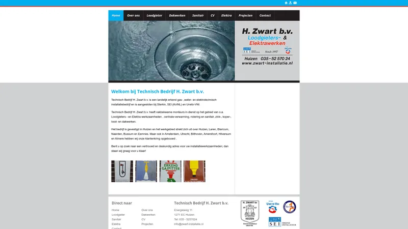 Website van Technisch Bedrijf H. Zwart b.v