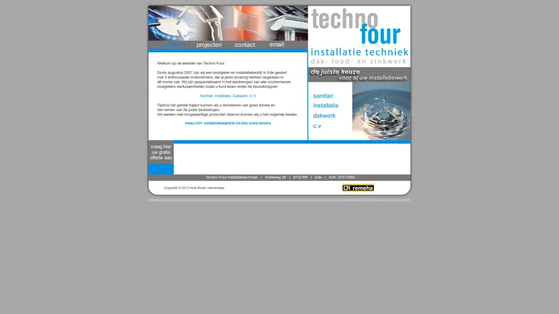 Website van Techno Four installatietechniek