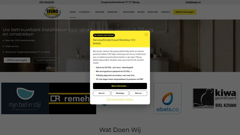 Website van Tegro B.V