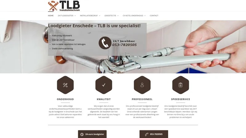 Website van TLB Installatietechniek