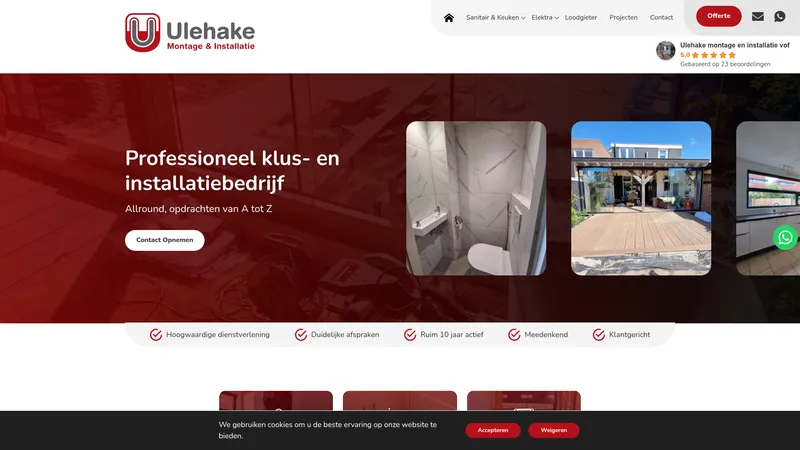 Website van Ulehake Montage &