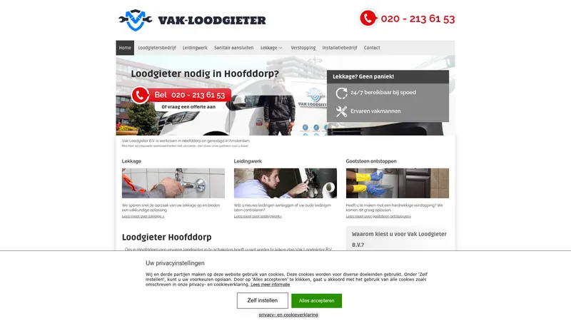 Website van Vak Loodgieter B.V.