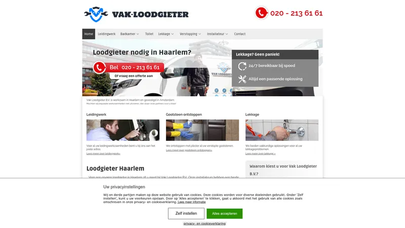 Website van Vak Loodgieter B.V.