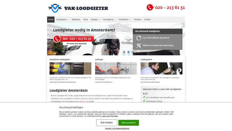 Website van Vak Loodgieter B.V.