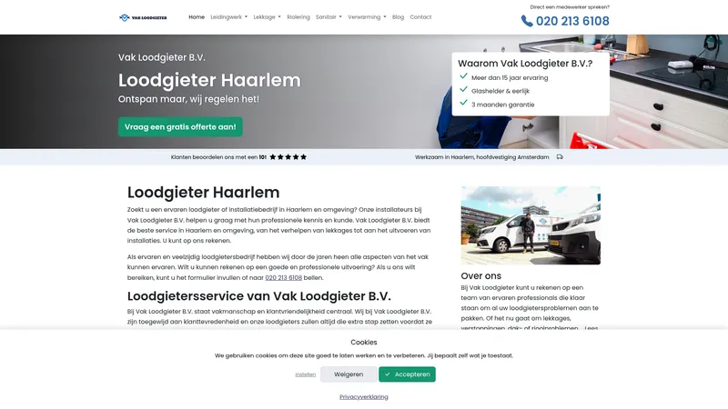 Website van Vak Loodgieter B.V.