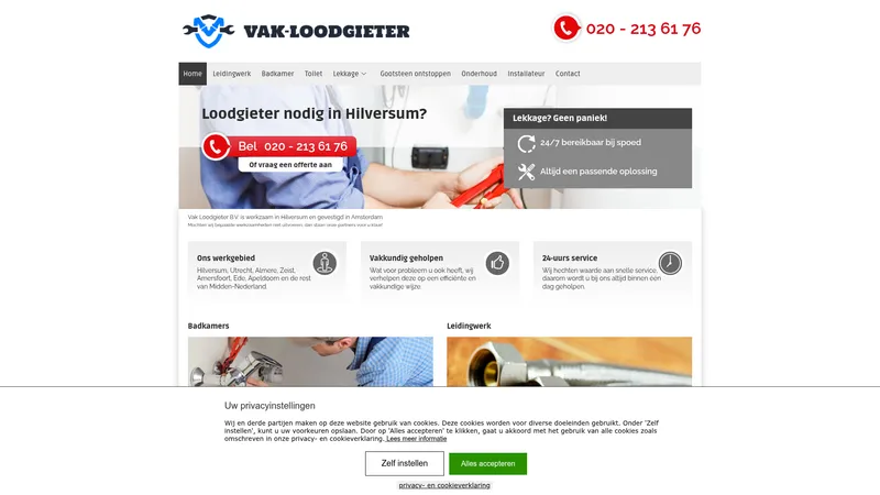 Website van Vak Loodgieter B.V.
