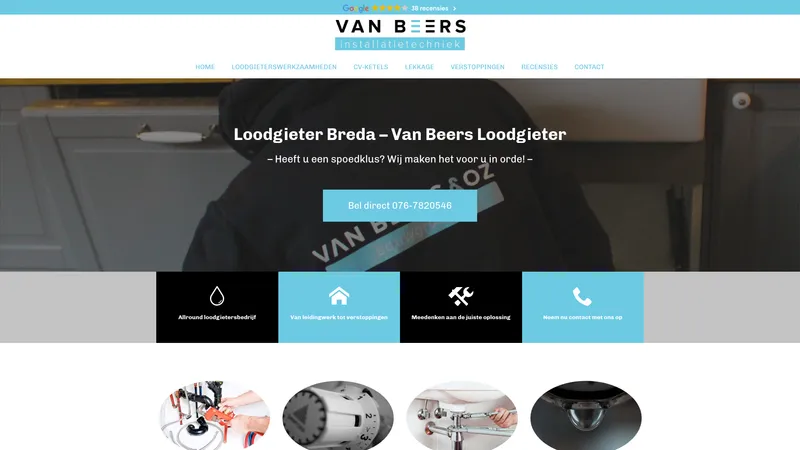 Website van Van Beers Loodgieters